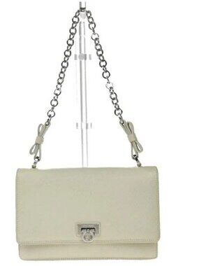 SALVATORE FERRAGAMO Gancini Chain Mini Shoulder Bag Leather White SHW 63KP530